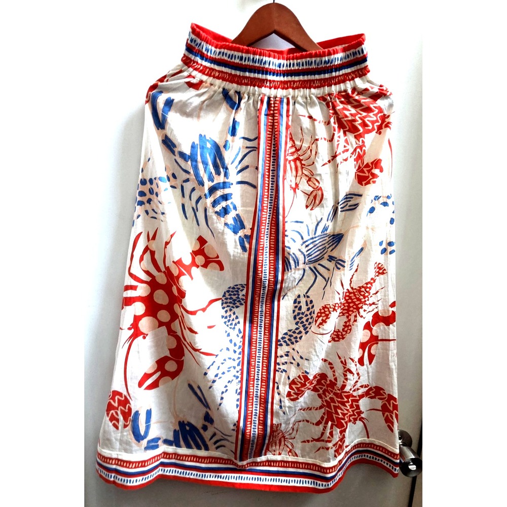Rachel Zoe Lobster Skirt XS Long FUN Red/Cream/Cobalt/Pink Banded & Striped - Picture 2 of 9